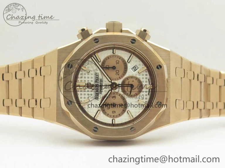 Royal Oak Chrono 26331ST RG OMF 1:1 Best Edition White Gold Dial on SS Bracelet A7750