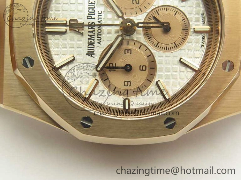 Royal Oak Chrono 26331ST RG OMF 1:1 Best Edition White Gold Dial on SS Bracelet A7750