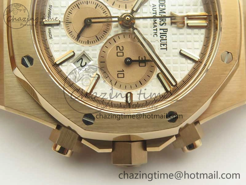 Royal Oak Chrono 26331ST RG OMF 1:1 Best Edition White Gold Dial on SS Bracelet A7750