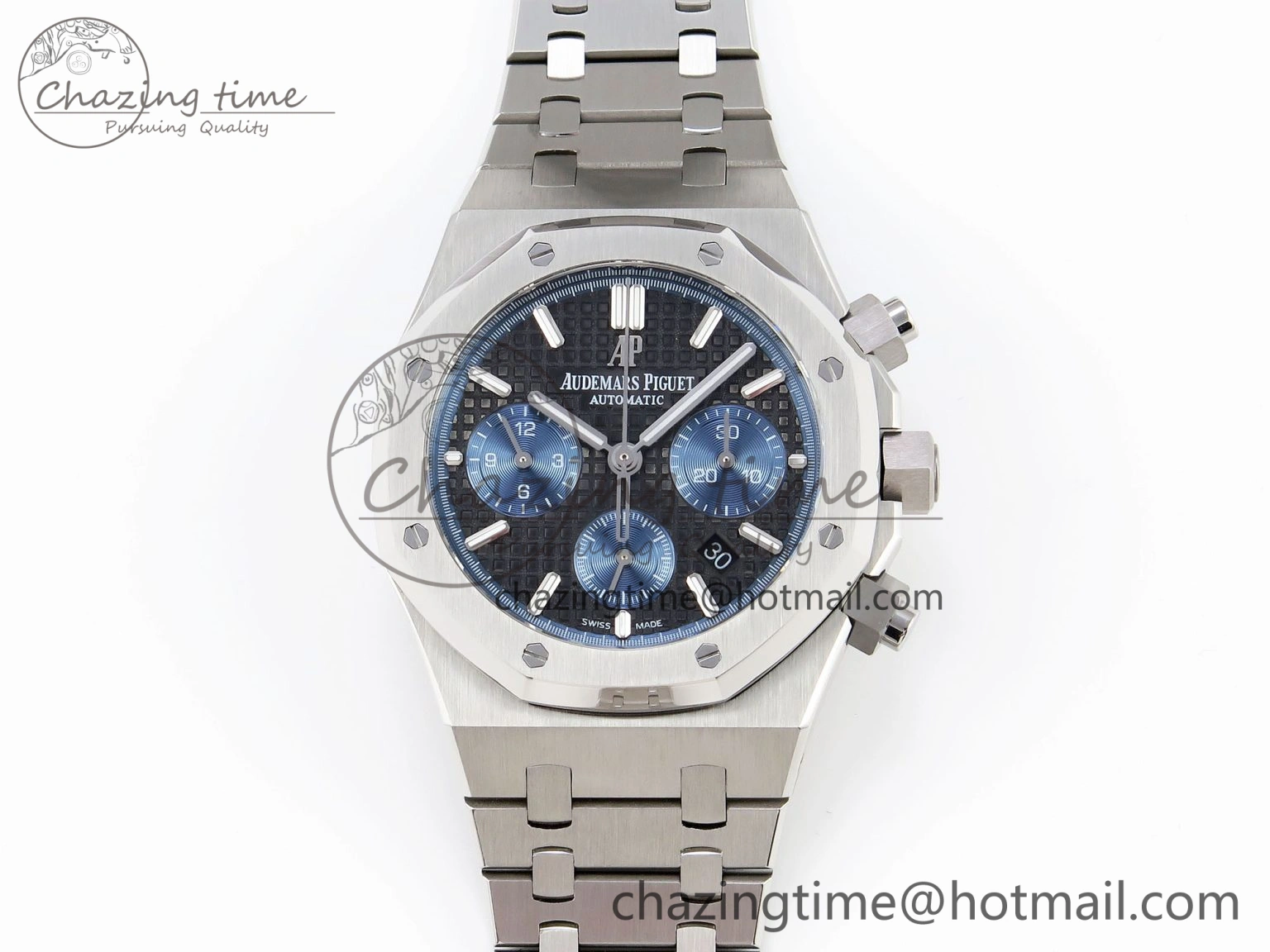 Royal Oak Chrono 26331ST SS IPF 1:1 Best Edition Black Dial Blue Subdial on SS Bracelet A7750