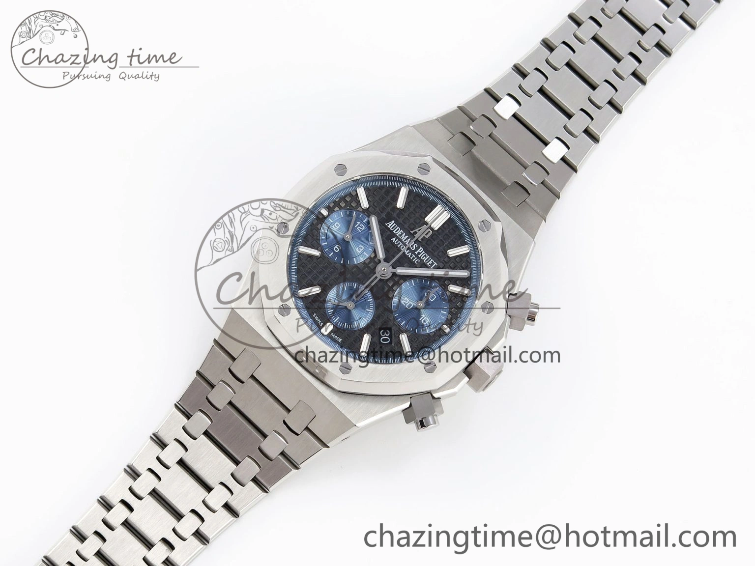 Royal Oak Chrono 26331ST SS IPF 1:1 Best Edition Black Dial Blue Subdial on SS Bracelet A7750