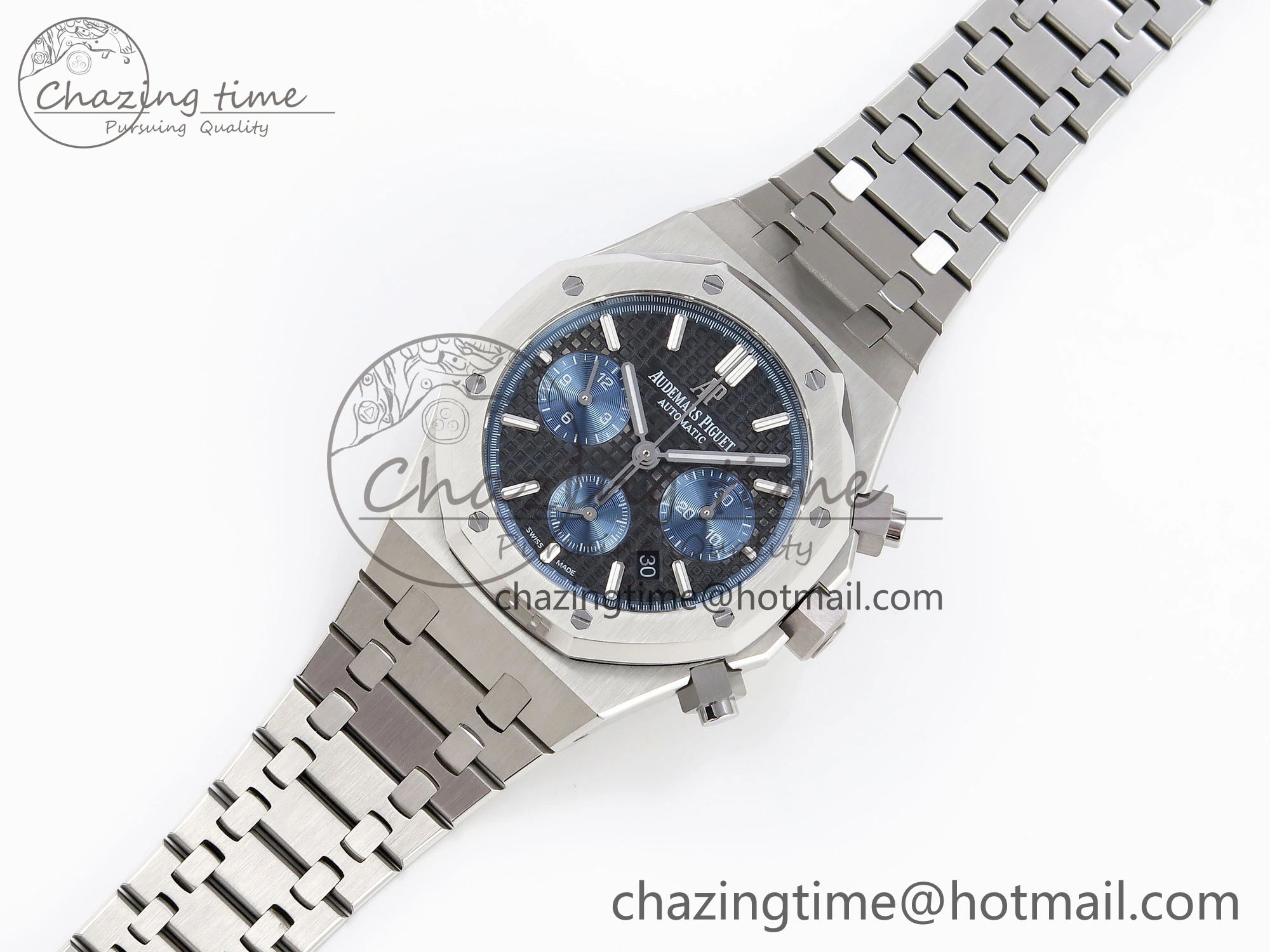 Royal Oak Chrono 26331ST SS IPF 1:1 Best Edition Black Dial Blue Subdial on SS Bracelet A7750