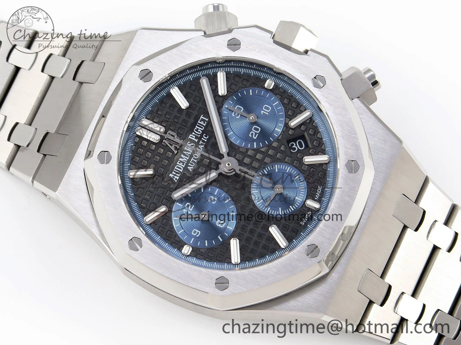 Royal Oak Chrono 26331ST SS IPF 1:1 Best Edition Black Dial Blue Subdial on SS Bracelet A7750