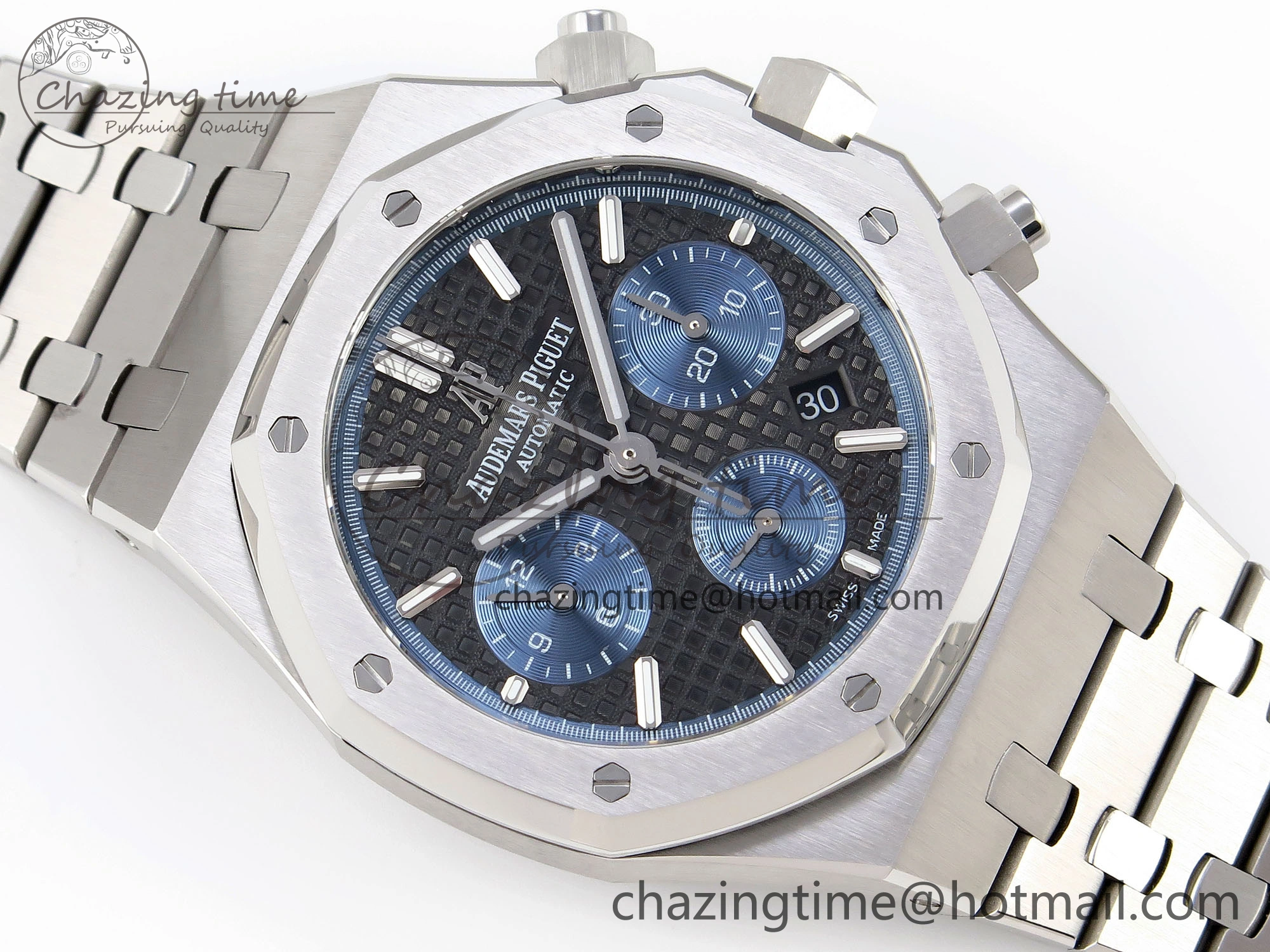Royal Oak Chrono 26331ST SS IPF 1:1 Best Edition Black Dial Blue Subdial on SS Bracelet A7750
