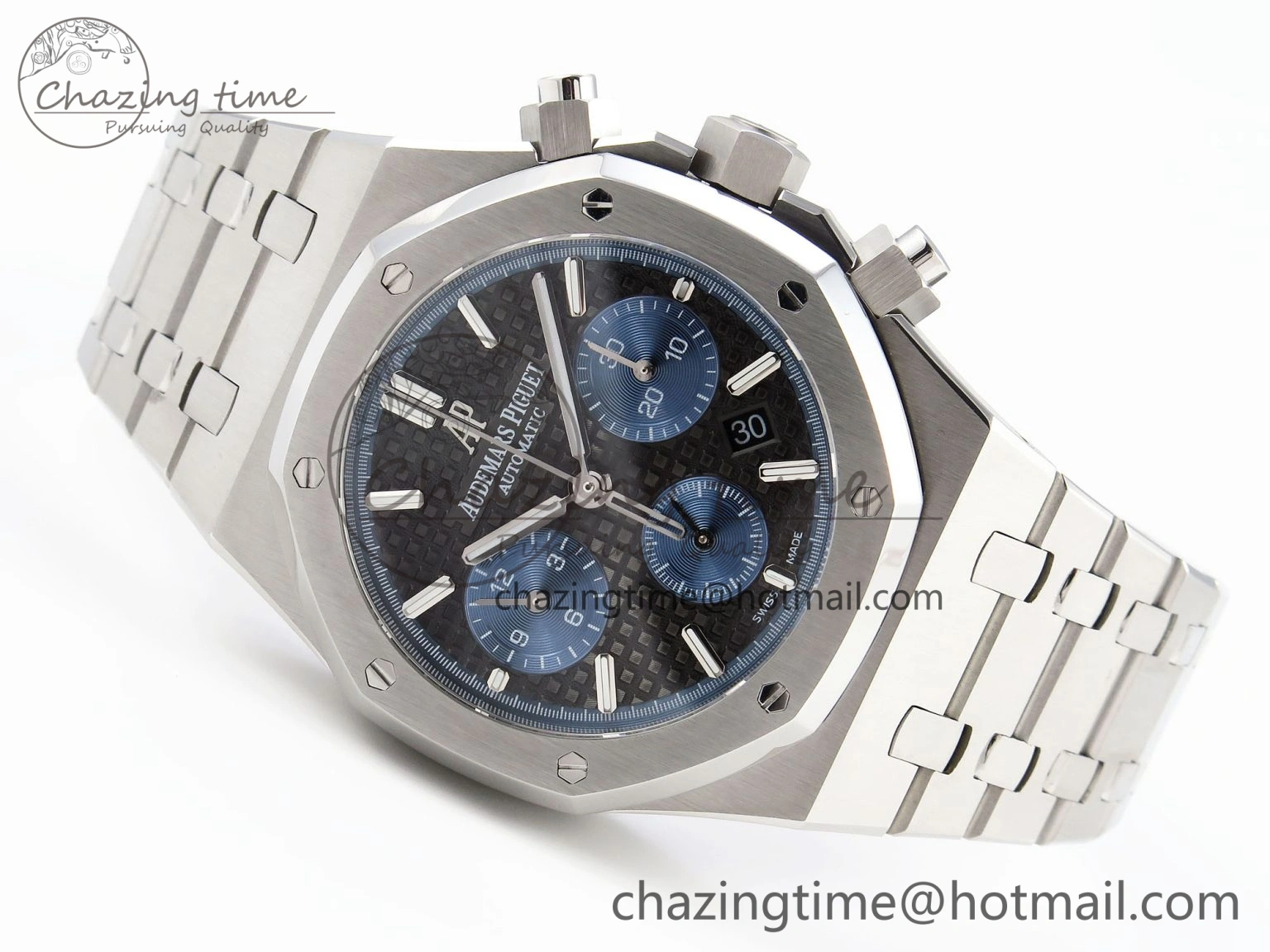 Royal Oak Chrono 26331ST SS IPF 1:1 Best Edition Black Dial Blue Subdial on SS Bracelet A7750