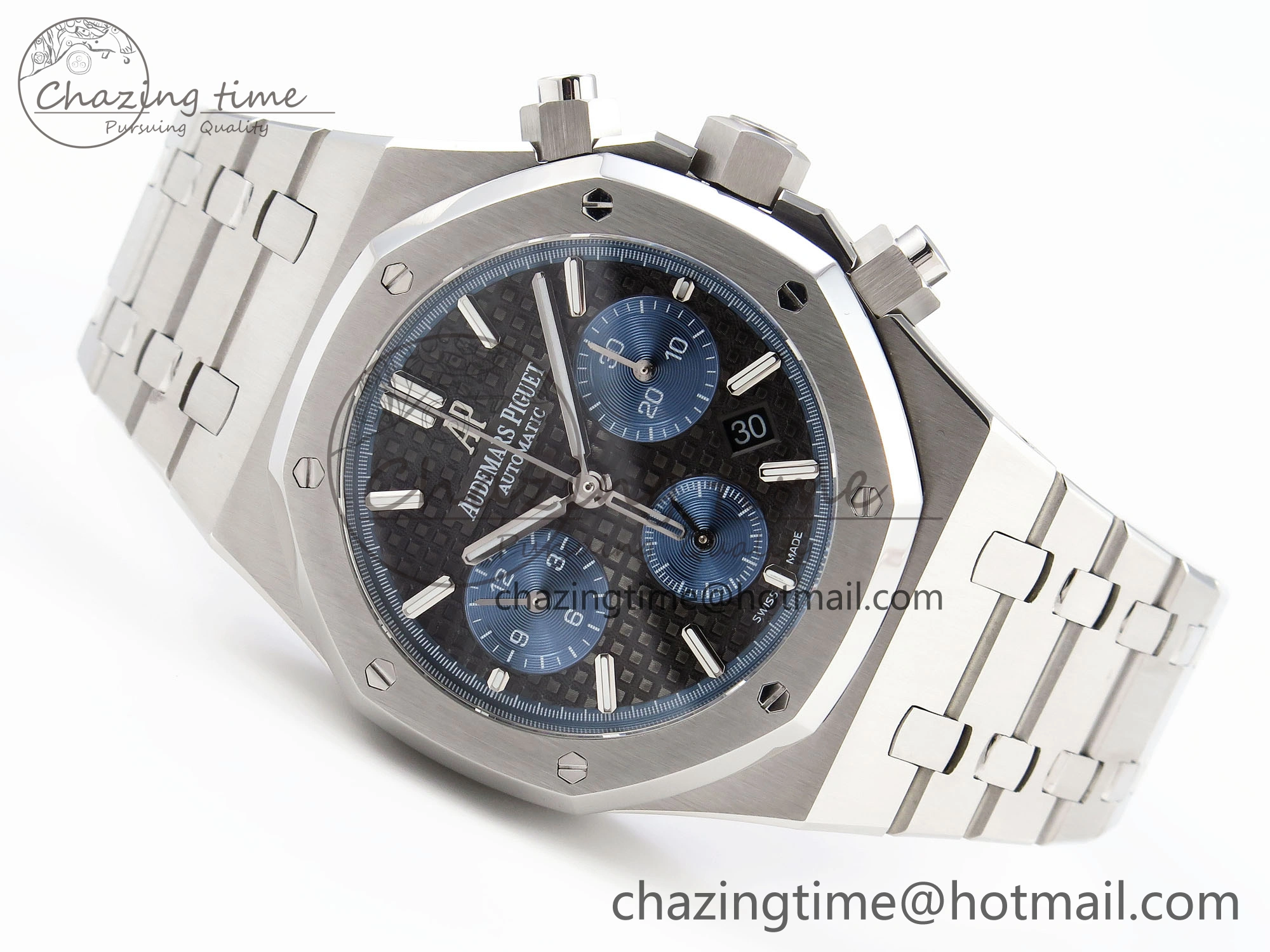 Royal Oak Chrono 26331ST SS IPF 1:1 Best Edition Black Dial Blue Subdial on SS Bracelet A7750