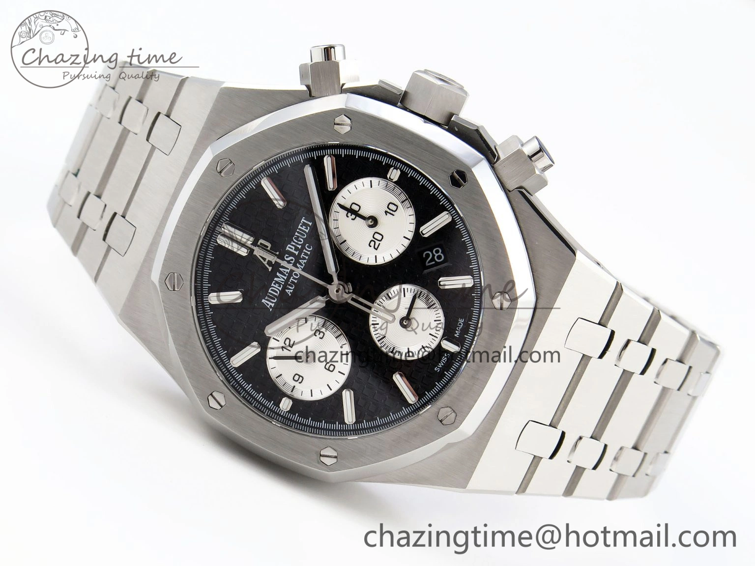 Royal Oak Chrono 26331ST SS IPF 1:1 Best Edition Black Dial White Subdial on SS Bracelet A7750