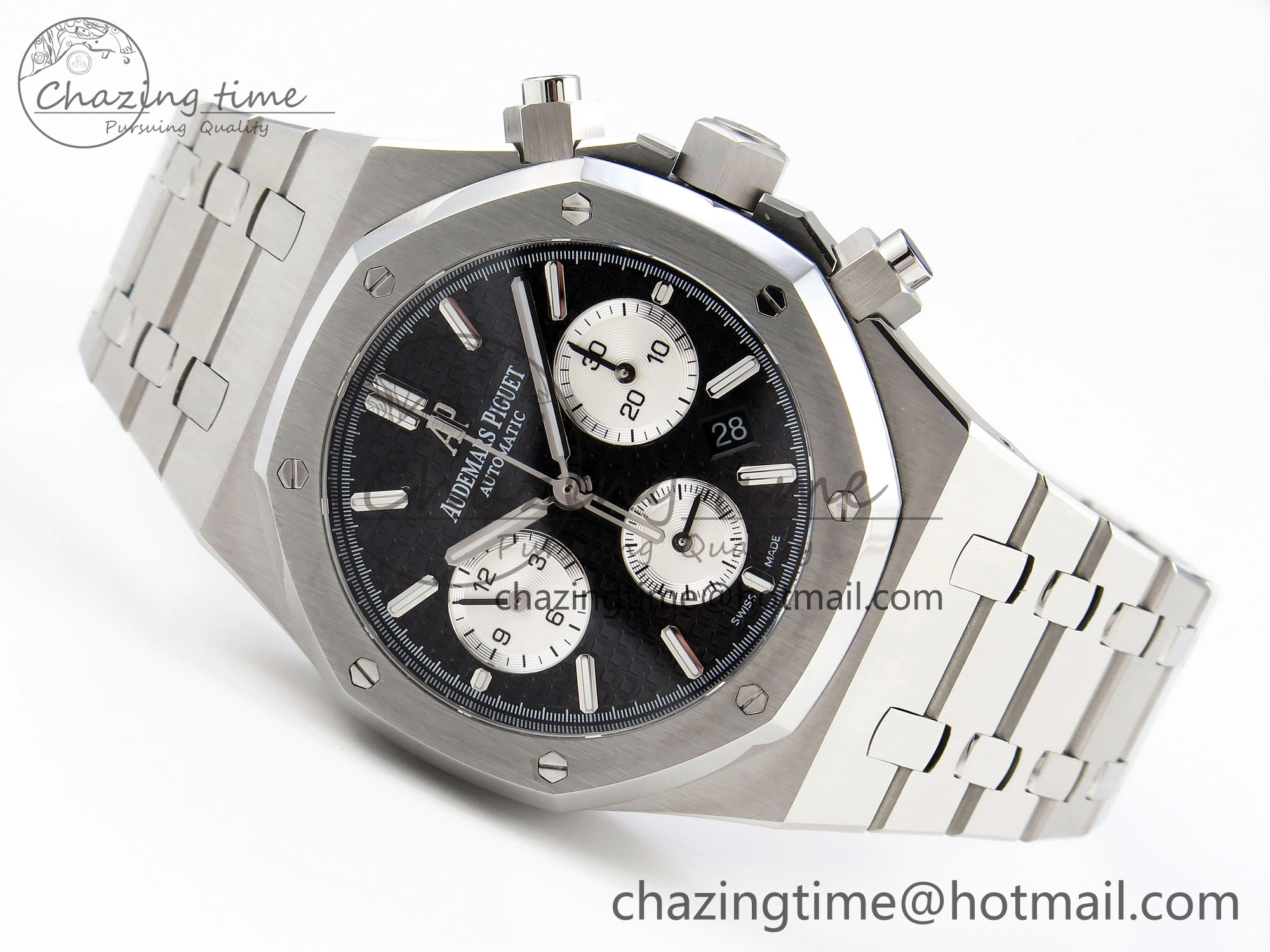 Royal Oak Chrono 26331ST SS IPF 1:1 Best Edition Black Dial White Subdial on SS Bracelet A7750