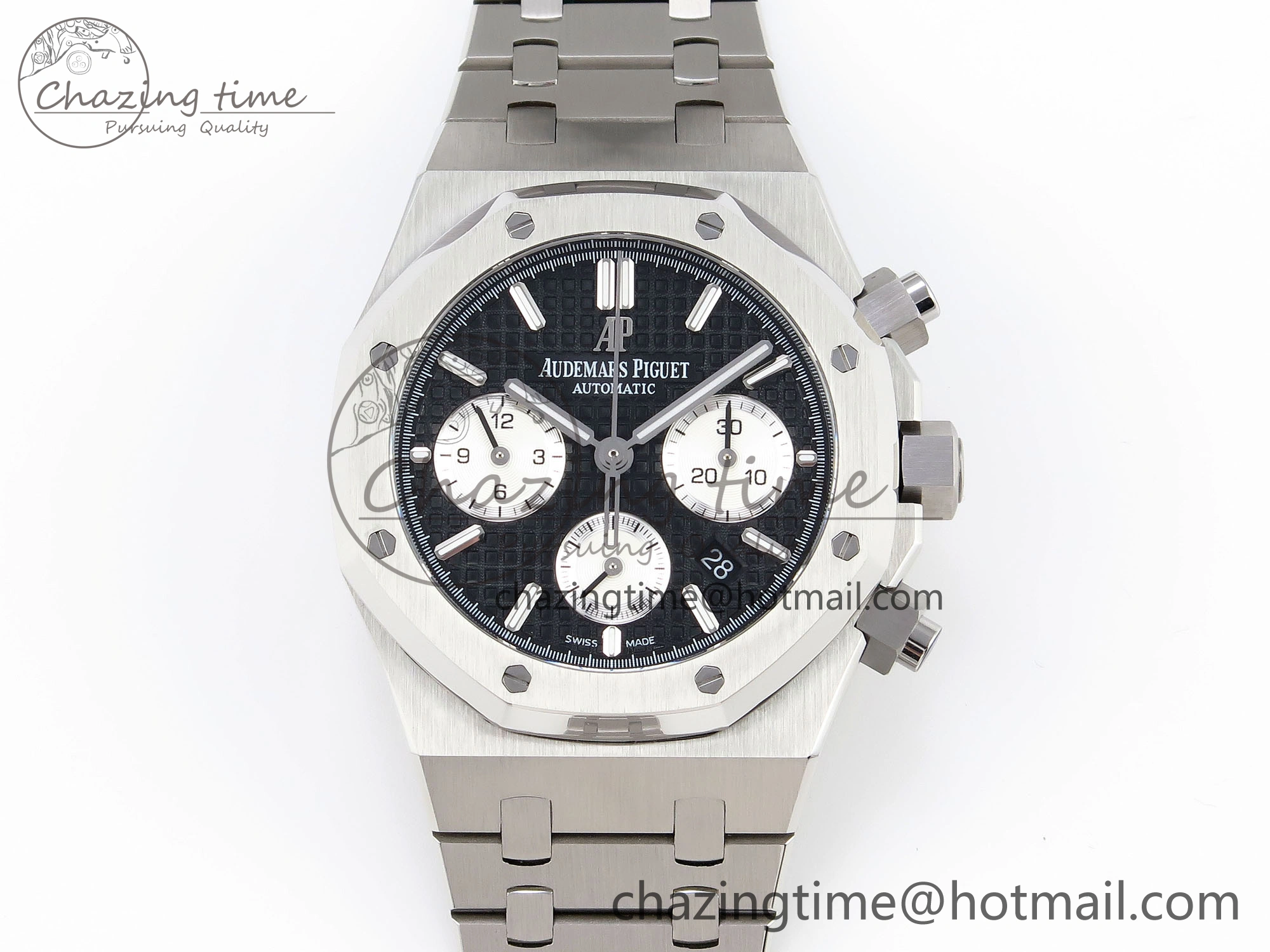 Royal Oak Chrono 26331ST SS IPF 1:1 Best Edition Black Dial White Subdial on SS Bracelet A7750