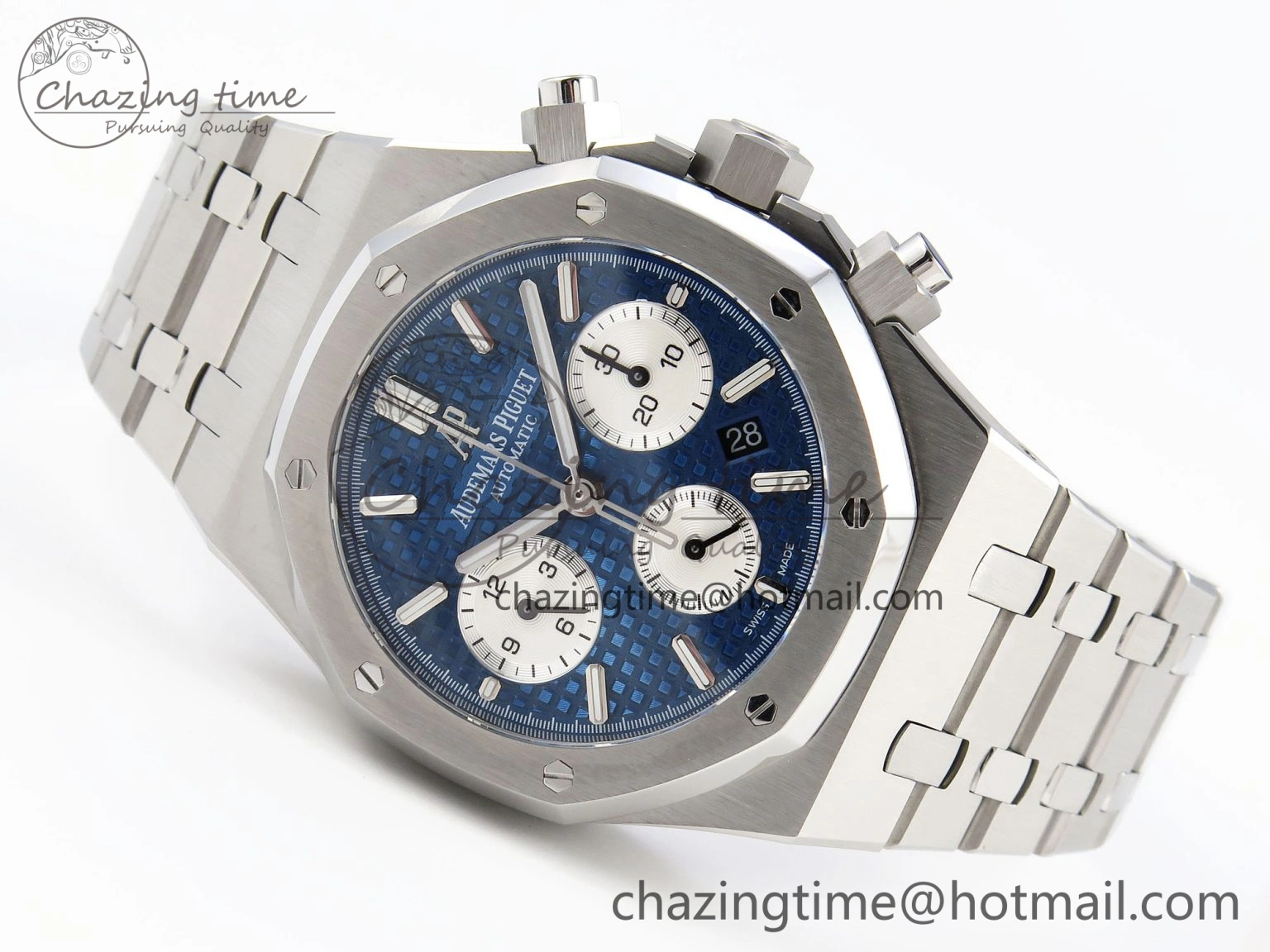 Royal Oak Chrono 26331ST SS IPF 1:1 Best Edition Blue Dial White Subdial on SS Bracelet A7750