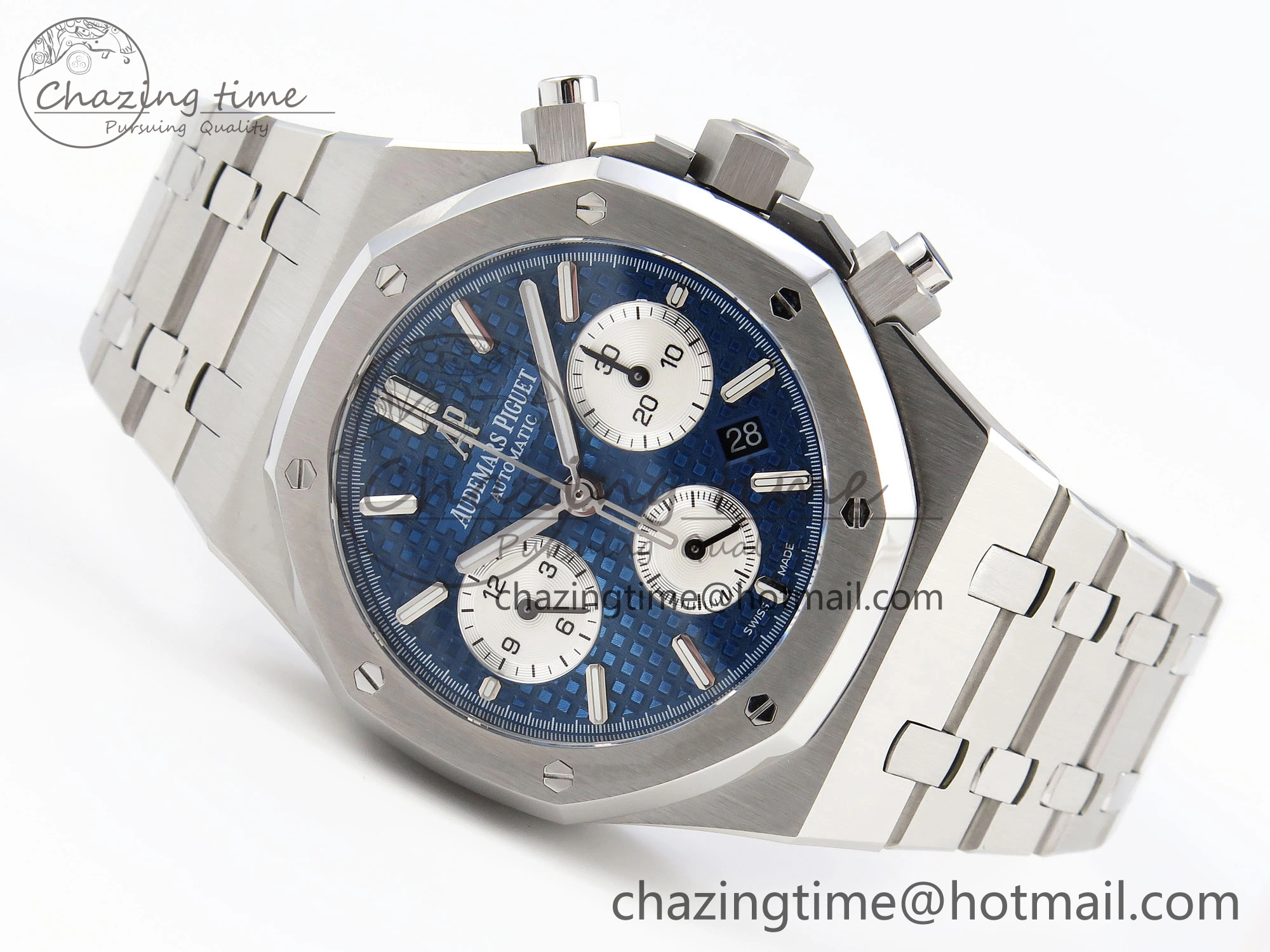 Royal Oak Chrono 26331ST SS IPF 1:1 Best Edition Blue Dial White Subdial on SS Bracelet A7750