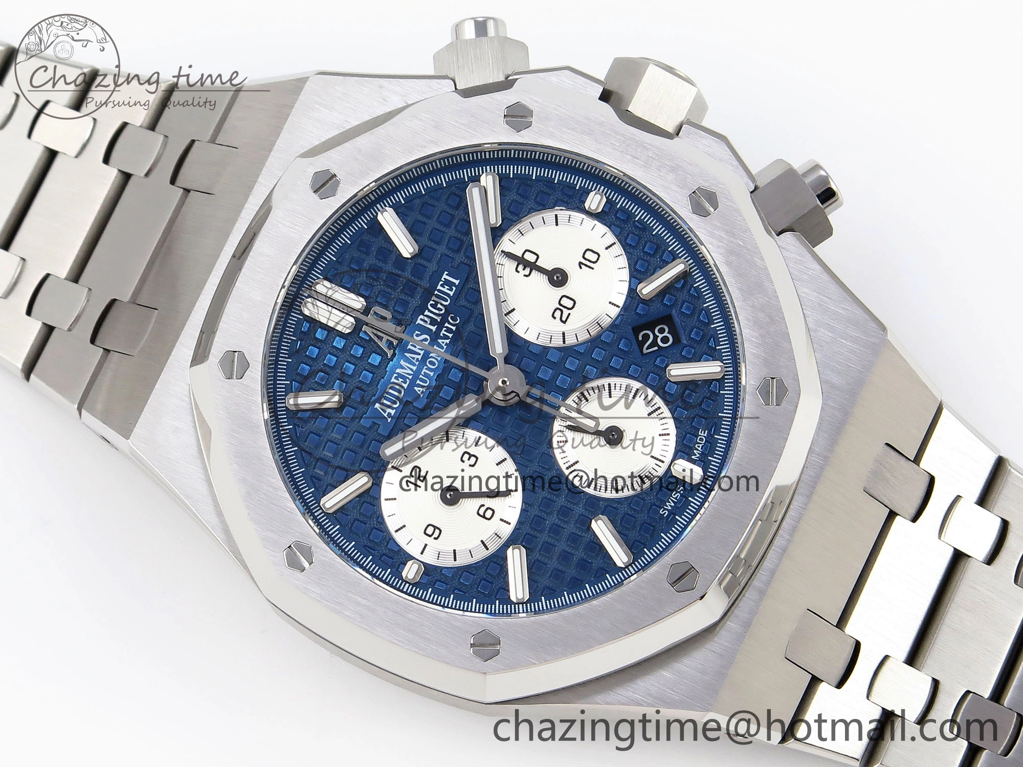 Royal Oak Chrono 26331ST SS IPF 1:1 Best Edition Blue Dial White Subdial on SS Bracelet A7750