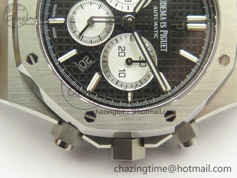 Royal Oak Chrono 26331ST SS OMF 1:1 Best Edition Black White Dial on SS Bracelet A7750