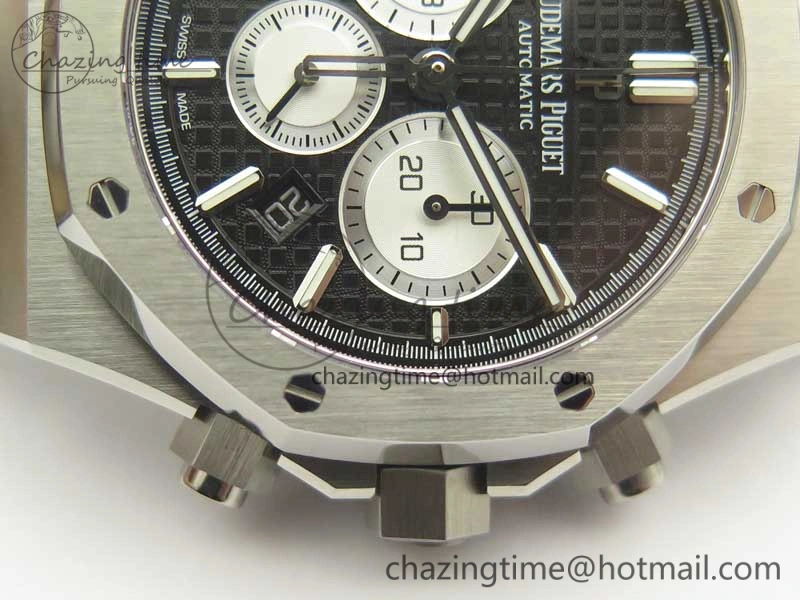 Royal Oak Chrono 26331ST SS OMF 1:1 Best Edition Black White Dial on SS Bracelet A7750