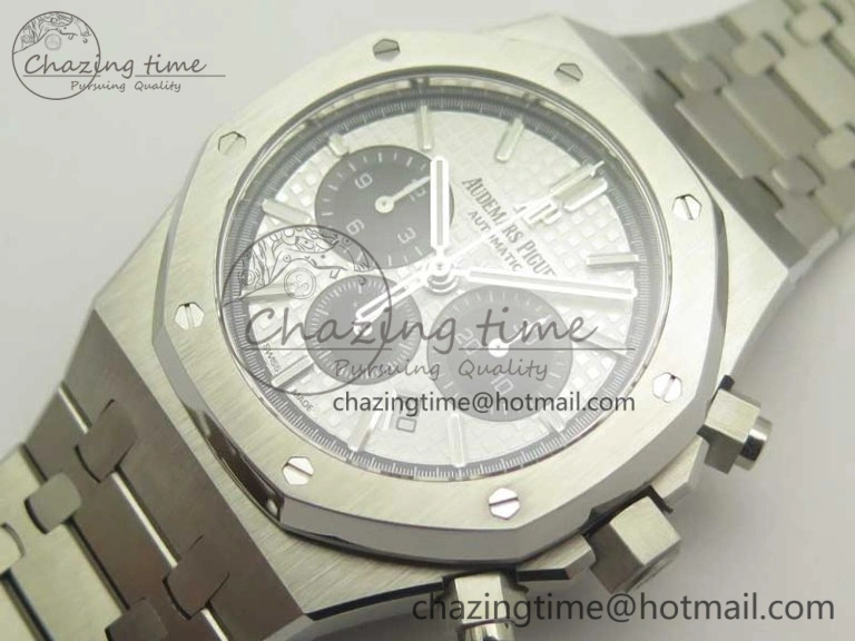 Royal Oak Chrono 26331ST SS OMF 1:1 Best Edition White Black Dial on SS Bracelet A7750