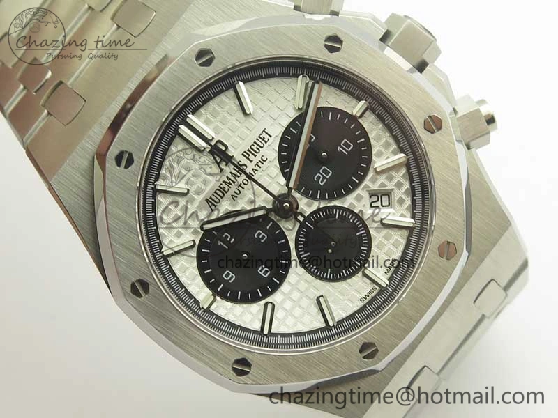 Royal Oak Chrono 26331ST SS OMF 1:1 Best Edition White Black Dial on SS Bracelet A7750
