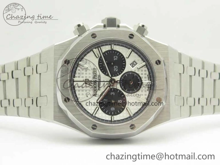 Royal Oak Chrono 26331ST SS OMF 1:1 Best Edition White Black Dial on SS Bracelet A7750