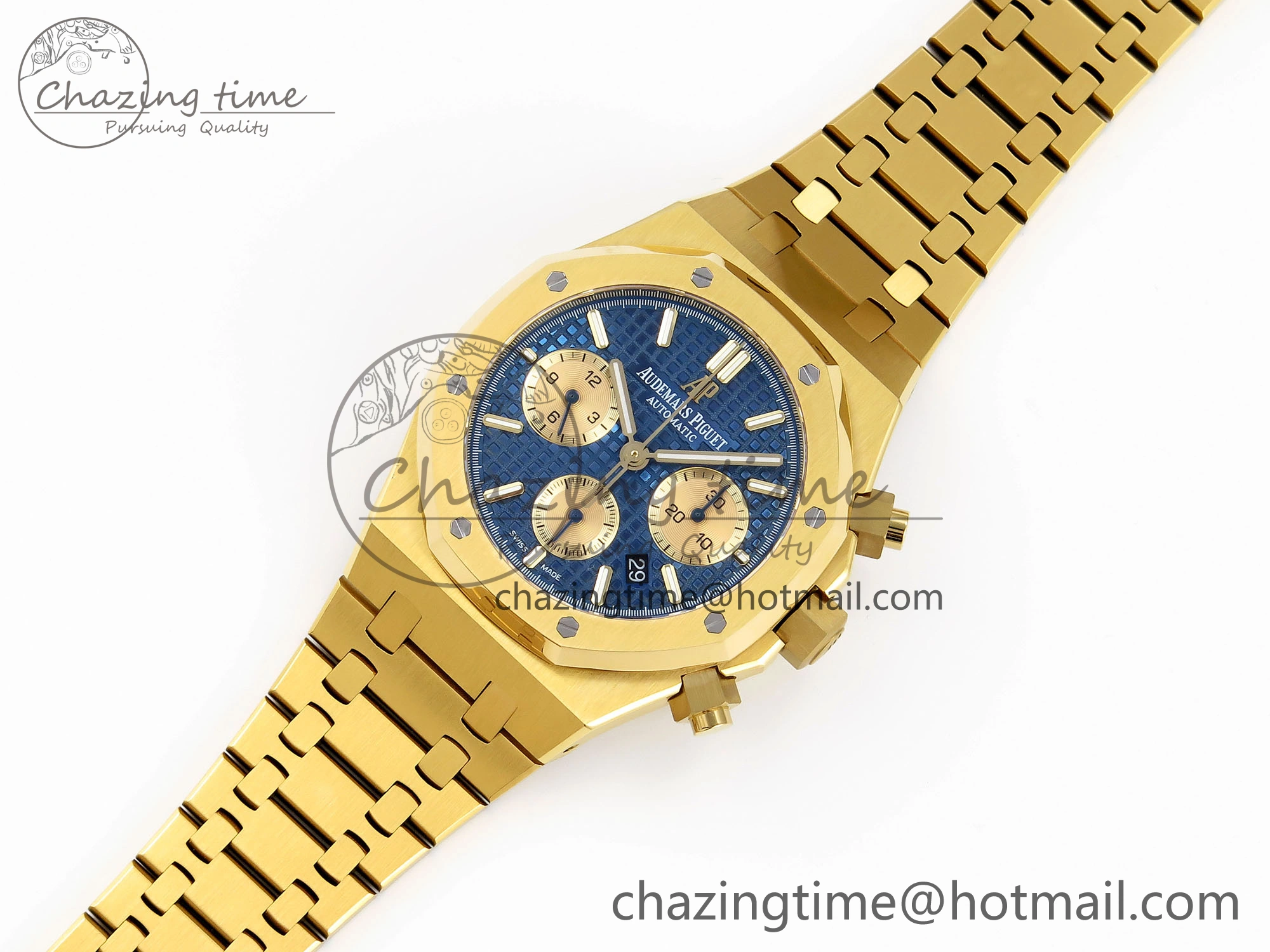 Royal Oak Chrono 26331ST YG IPF 1:1 Best Edition Blue Dial Gold Subdial on YG Bracelet A7750