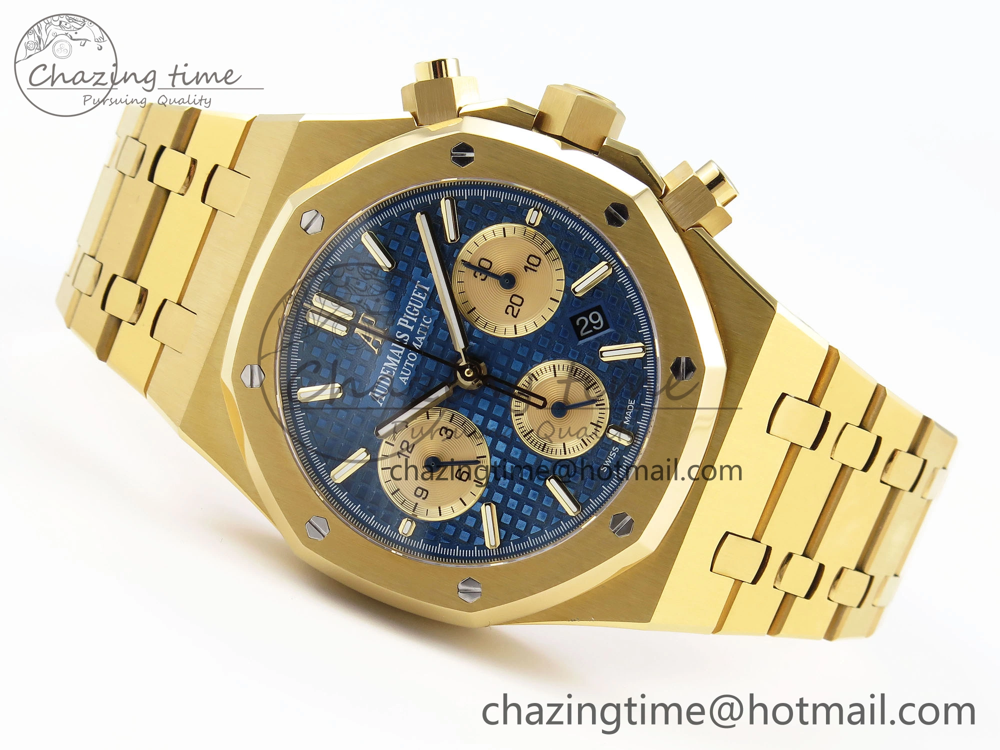 Royal Oak Chrono 26331ST YG IPF 1:1 Best Edition Blue Dial Gold Subdial on YG Bracelet A7750