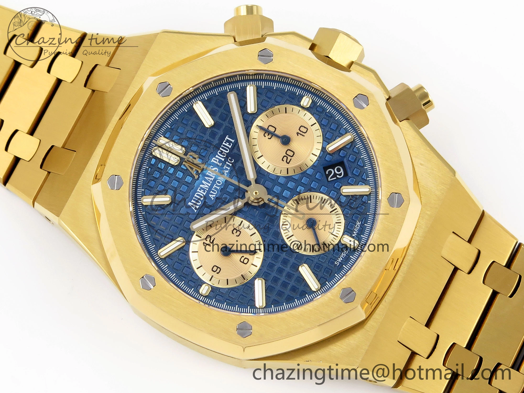 Royal Oak Chrono 26331ST YG IPF 1:1 Best Edition Blue Dial Gold Subdial on YG Bracelet A7750