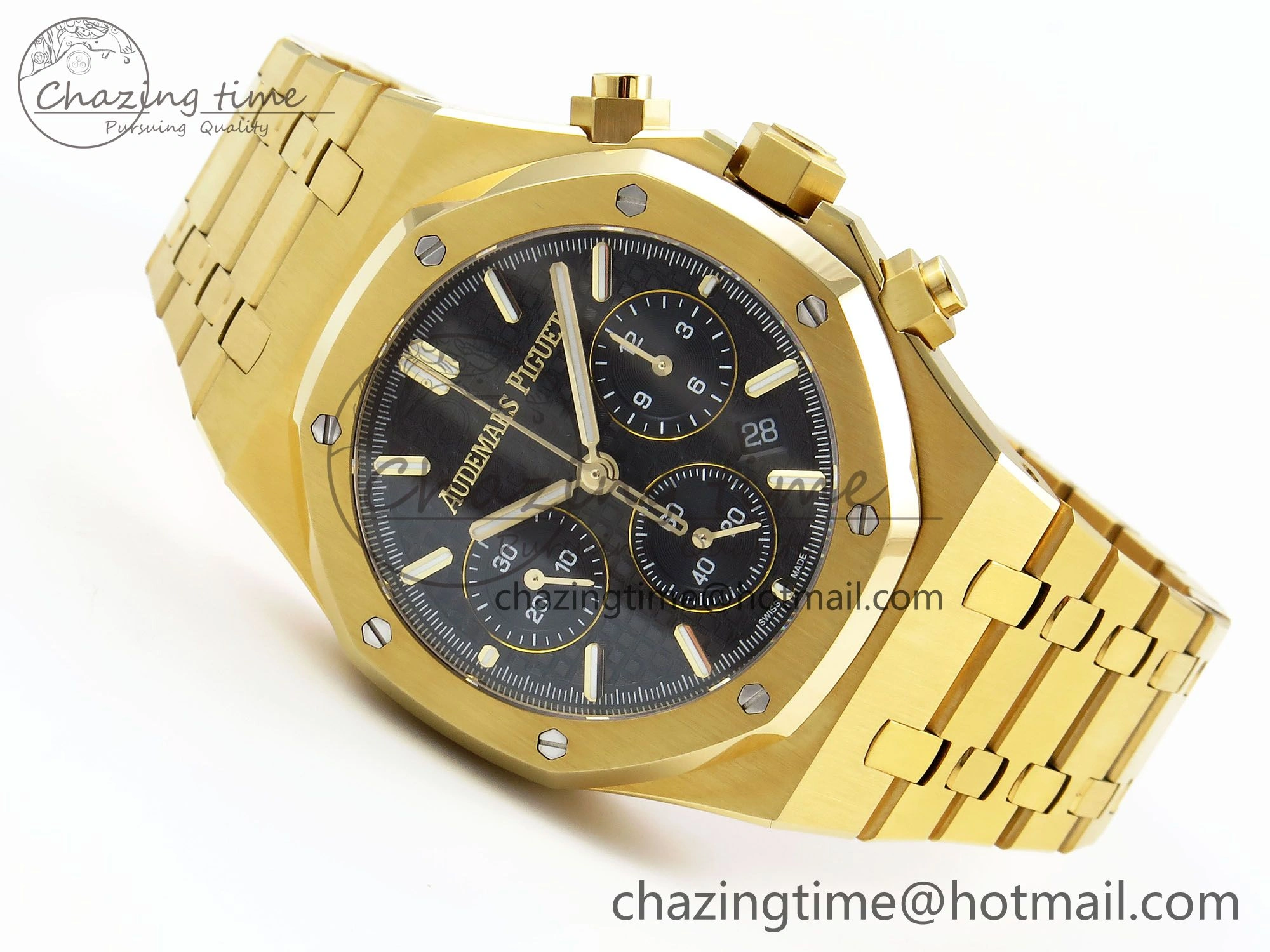 Royal Oak Chronograph 26240 BF 1:1 Best Edition Black YG Dial on YG Bracelet A7750