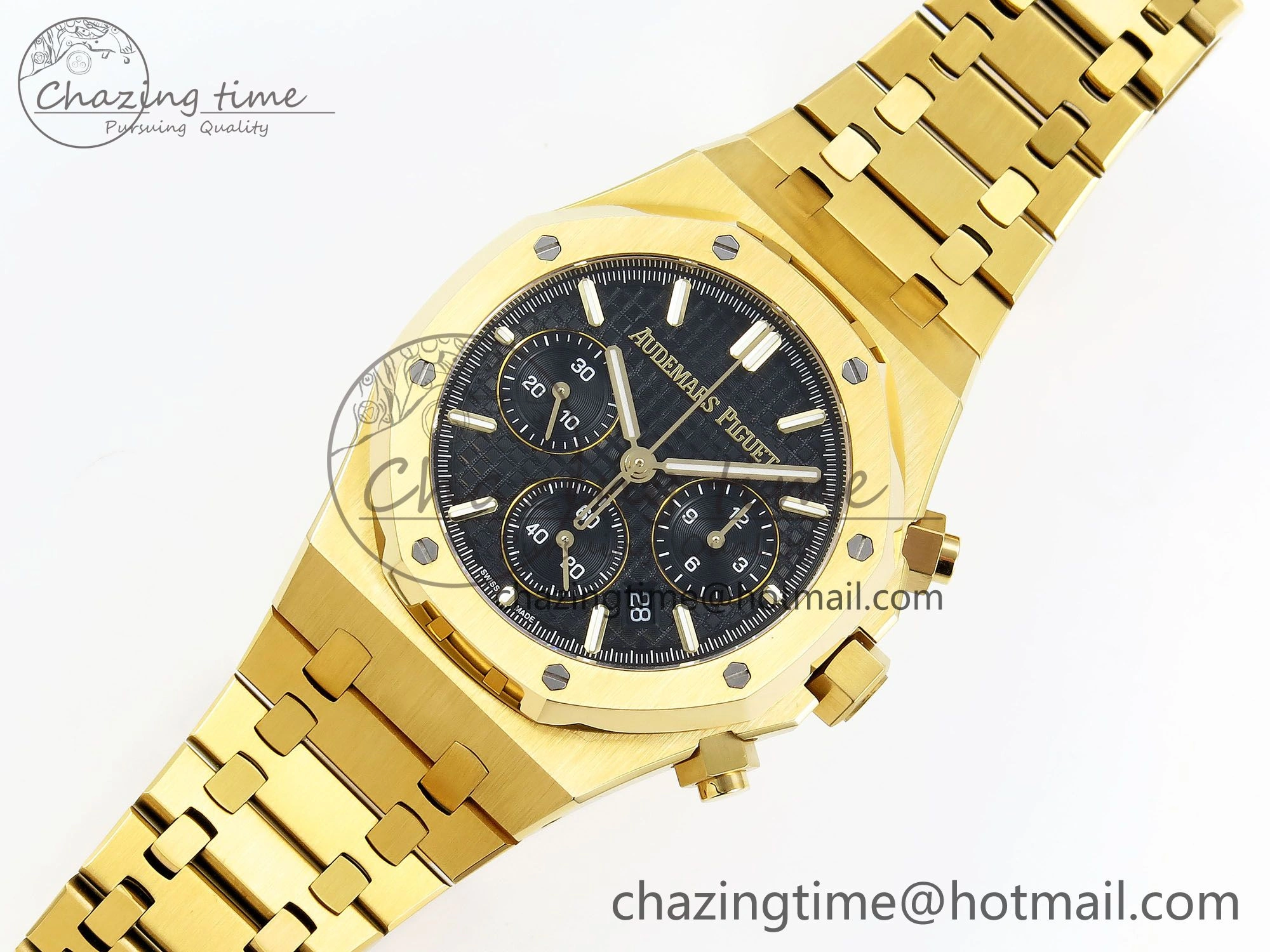 Royal Oak Chronograph 26240 BF 1:1 Best Edition Black YG Dial on YG Bracelet A7750