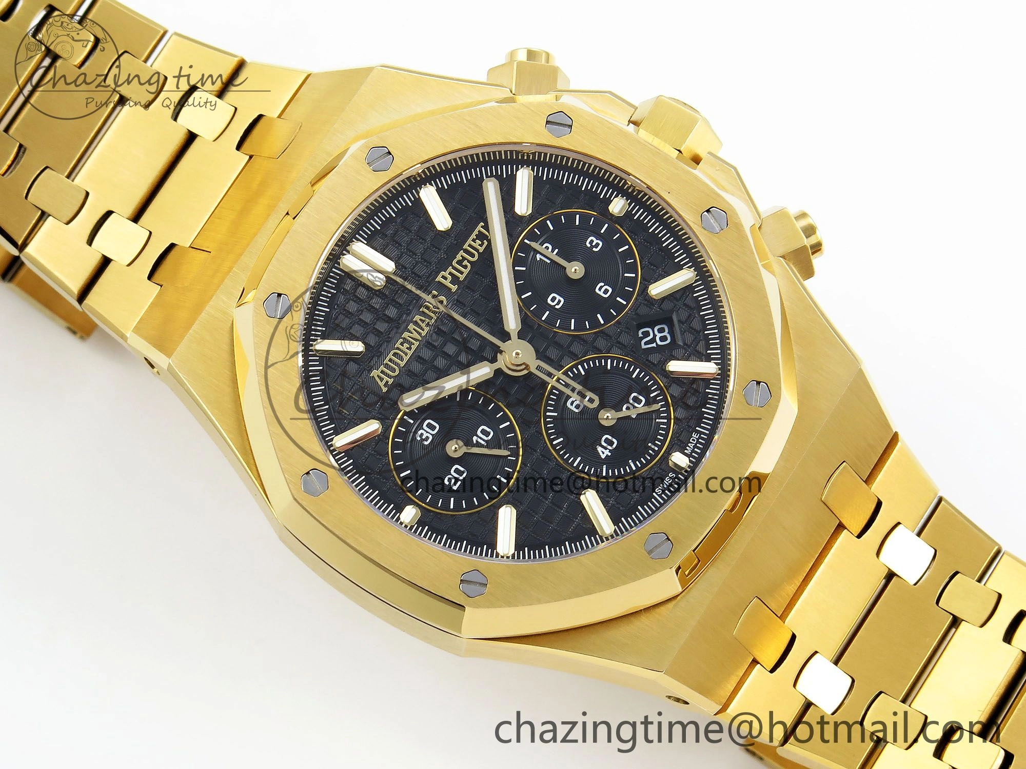 Royal Oak Chronograph 26240 BF 1:1 Best Edition Black YG Dial on YG Bracelet A7750
