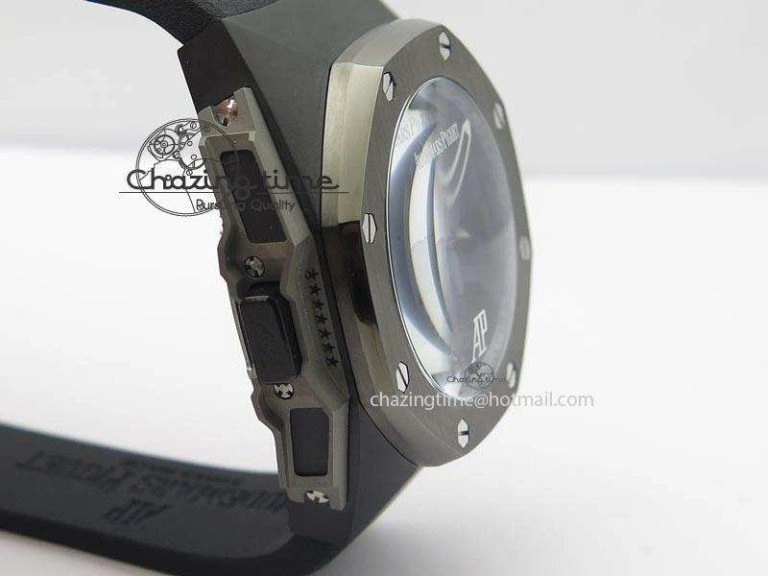 Royal Oak Concept Chrono PVD Black Skeleton Dial On Black Rubber Strap Jap Quartz
