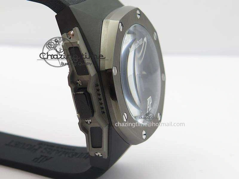 Royal Oak Concept Chrono PVD Black Skeleton Dial On Black Rubber Strap Jap Quartz