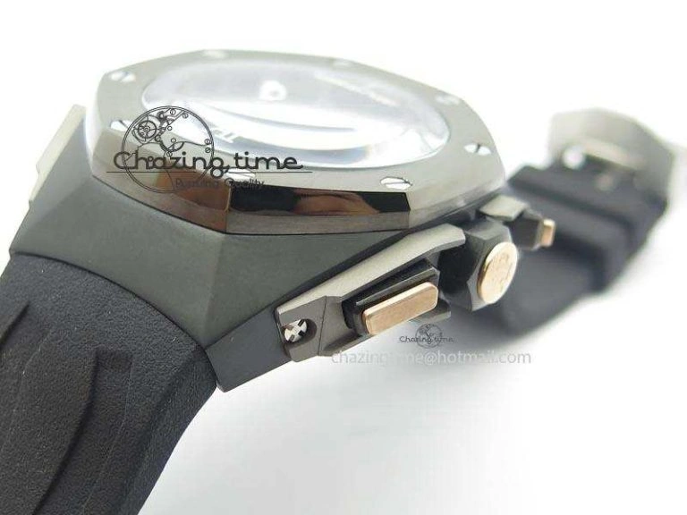 Royal Oak Concept Chrono PVD Black Skeleton Dial On Black Rubber Strap Jap Quartz