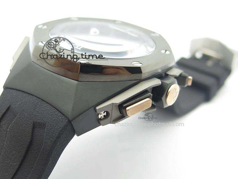Royal Oak Concept Chrono PVD Black Skeleton Dial On Black Rubber Strap Jap Quartz