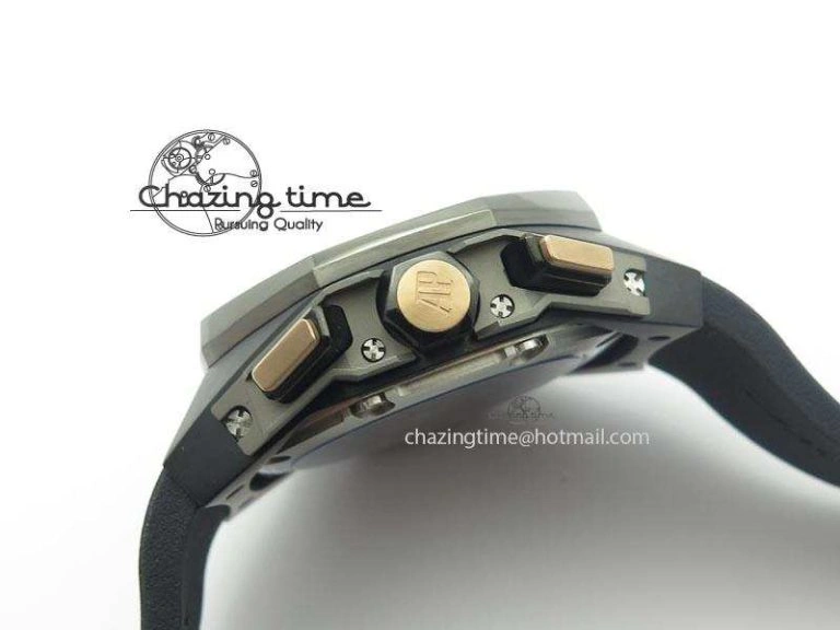 Royal Oak Concept Chrono PVD Black Skeleton Dial On Black Rubber Strap Jap Quartz