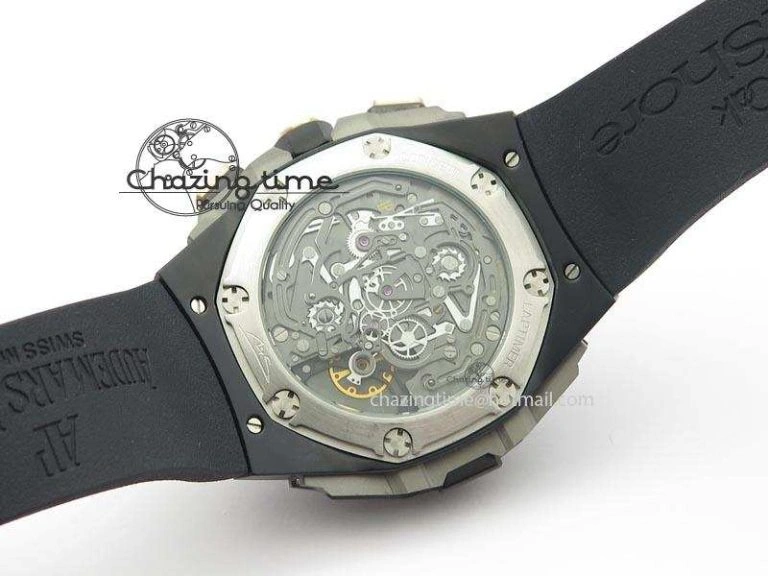 Royal Oak Concept Chrono PVD Black Skeleton Dial On Black Rubber Strap Jap Quartz