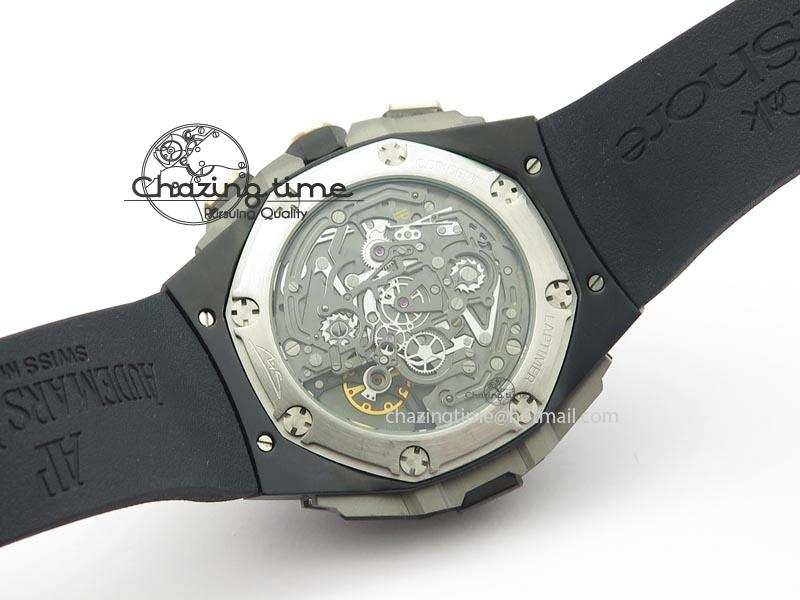 Royal Oak Concept Chrono PVD Black Skeleton Dial On Black Rubber Strap Jap Quartz
