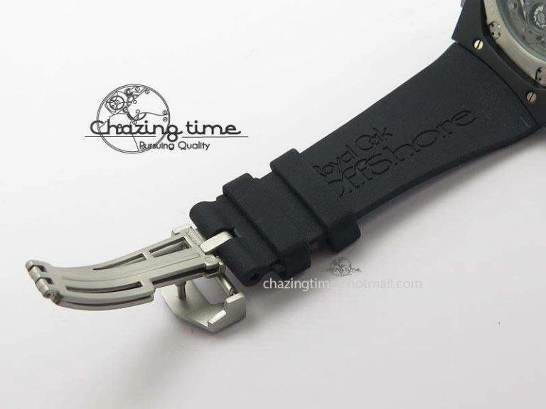 Royal Oak Concept Chrono PVD Black Skeleton Dial On Black Rubber Strap Jap Quartz