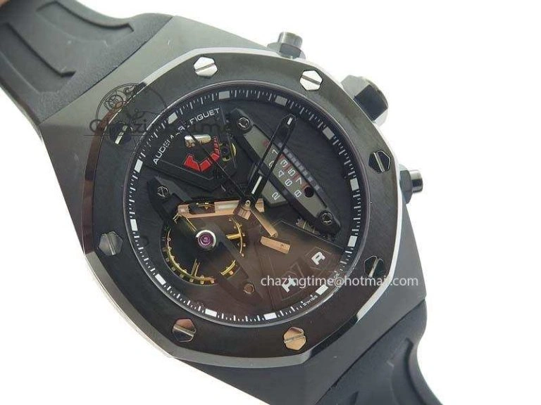 Royal Oak Concept PVD Black Black Dial On Black Rubber Strap Jap Quartz
