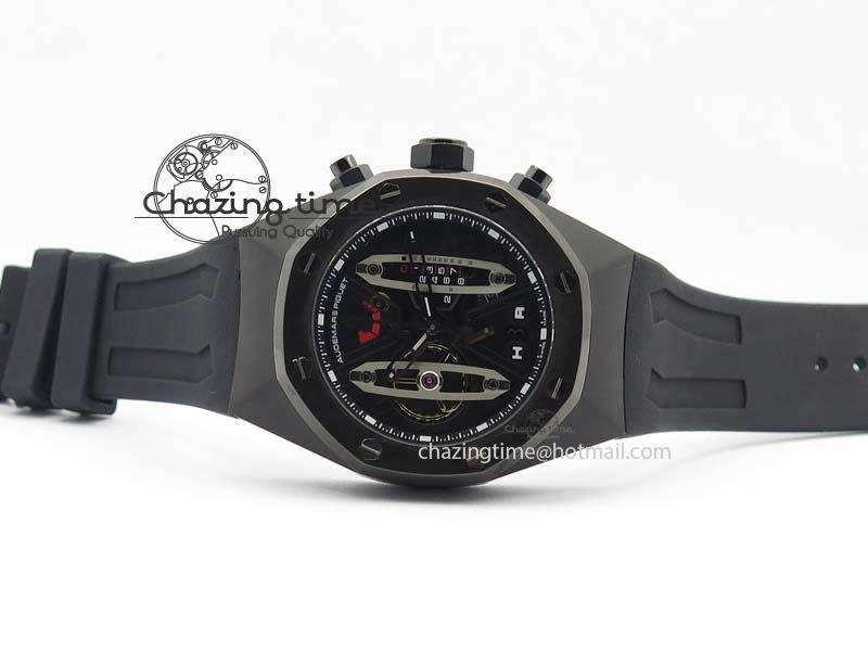 Royal Oak Concept PVD Black Silver Dial On Black Rubber Strap Jap Quartz