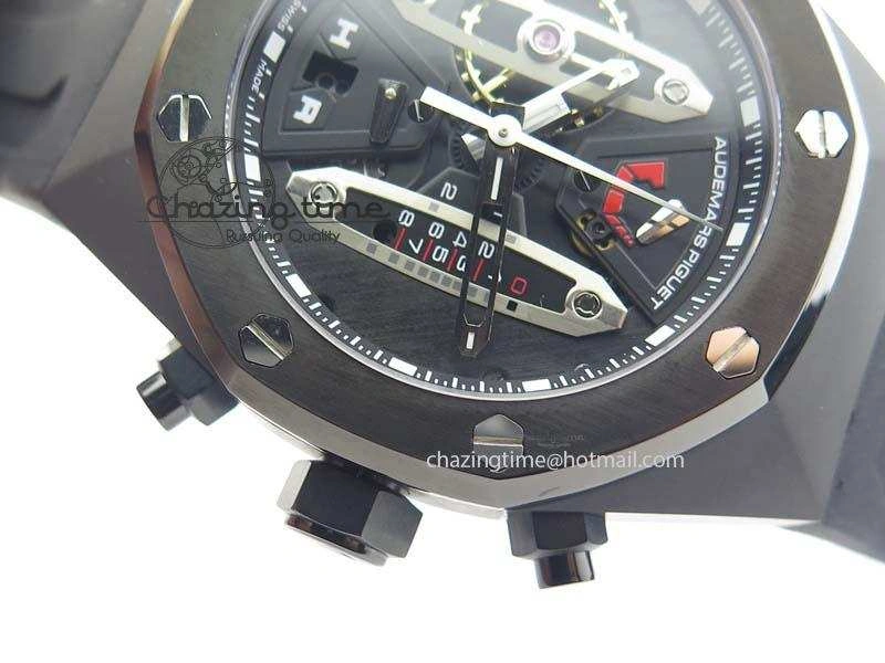 Royal Oak Concept PVD Black Silver Dial On Black Rubber Strap Jap Quartz