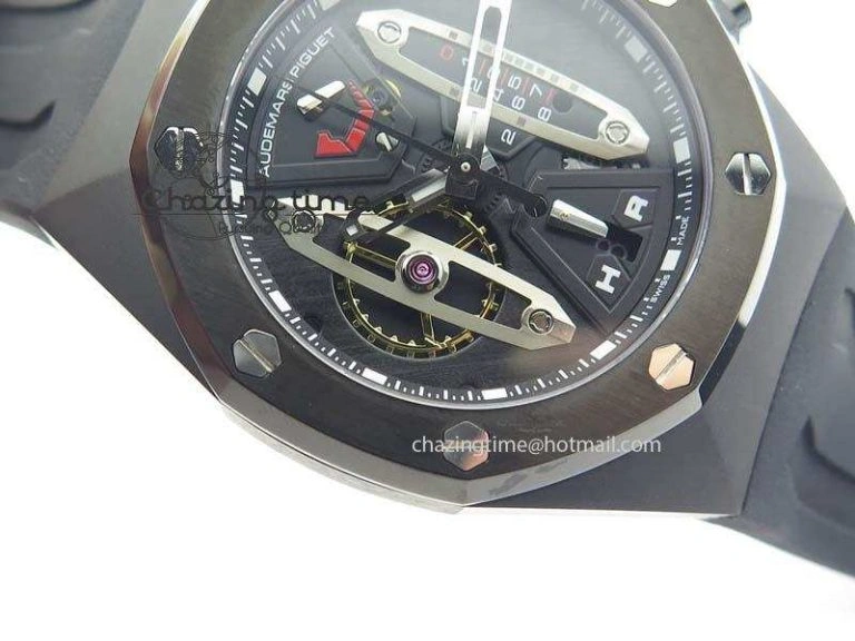 Royal Oak Concept PVD Black Silver Dial On Black Rubber Strap Jap Quartz