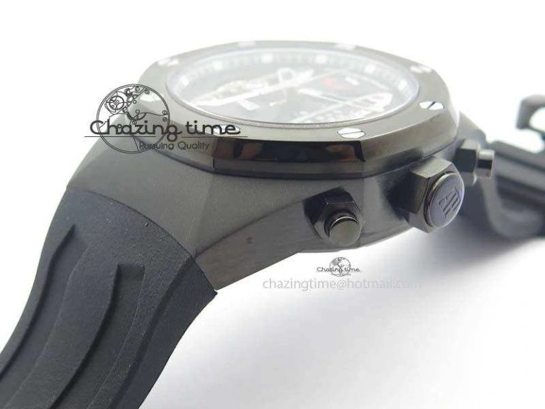 Royal Oak Concept PVD Black Silver Dial On Black Rubber Strap Jap Quartz