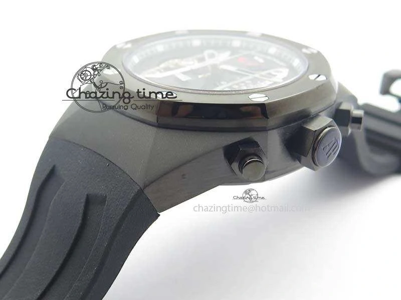 Royal Oak Concept PVD Black Silver Dial On Black Rubber Strap Jap Quartz