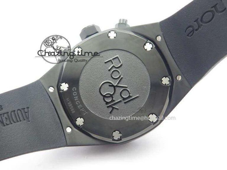 Royal Oak Concept PVD Black Silver Dial On Black Rubber Strap Jap Quartz