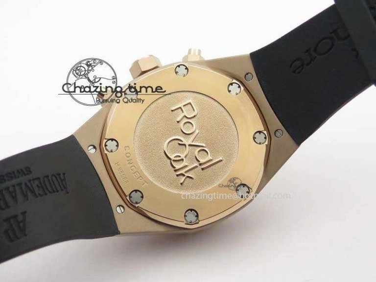 Royal Oak Concept RG Black Silver Dial On Black Rubber Strap Jap Quartz