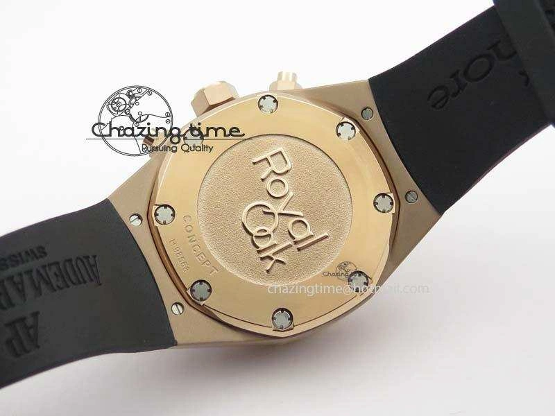 Royal Oak Concept RG Black Silver Dial On Black Rubber Strap Jap Quartz