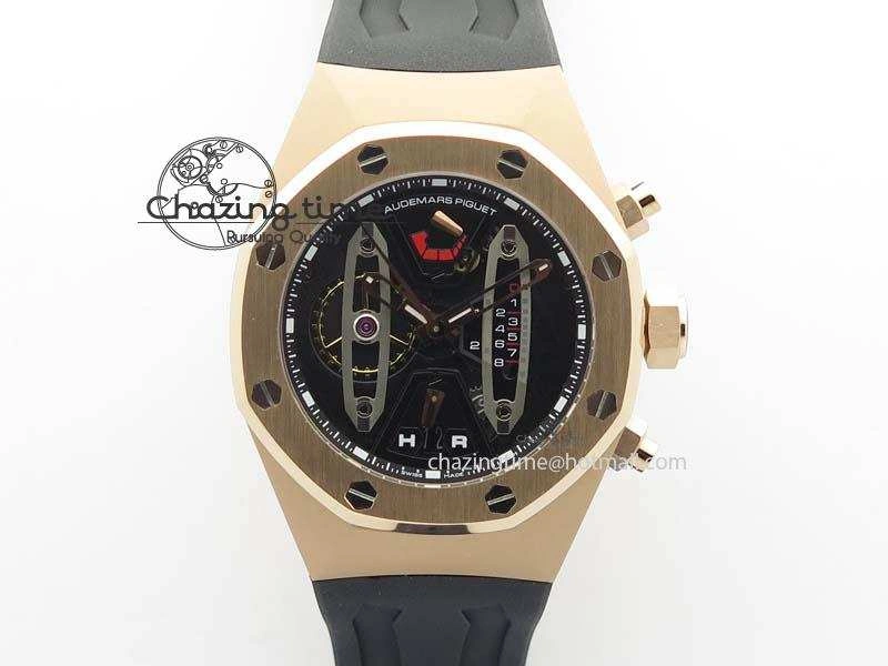 Royal Oak Concept RG Black Silver Dial On Black Rubber Strap Jap Quartz