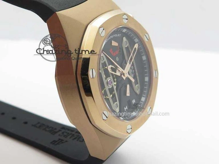 Royal Oak Concept RG Black Silver Dial On Black Rubber Strap Jap Quartz