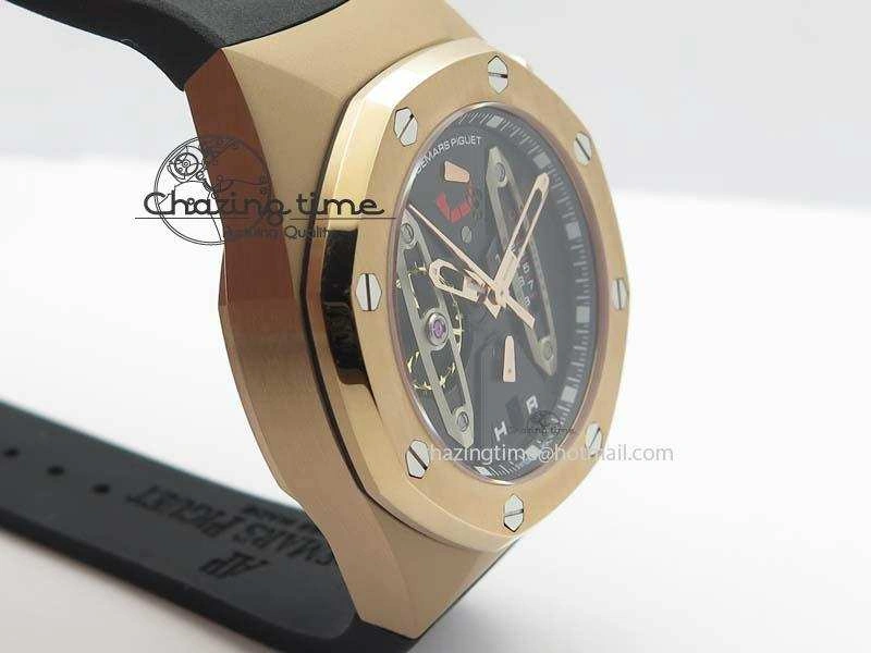 Royal Oak Concept RG Black Silver Dial On Black Rubber Strap Jap Quartz