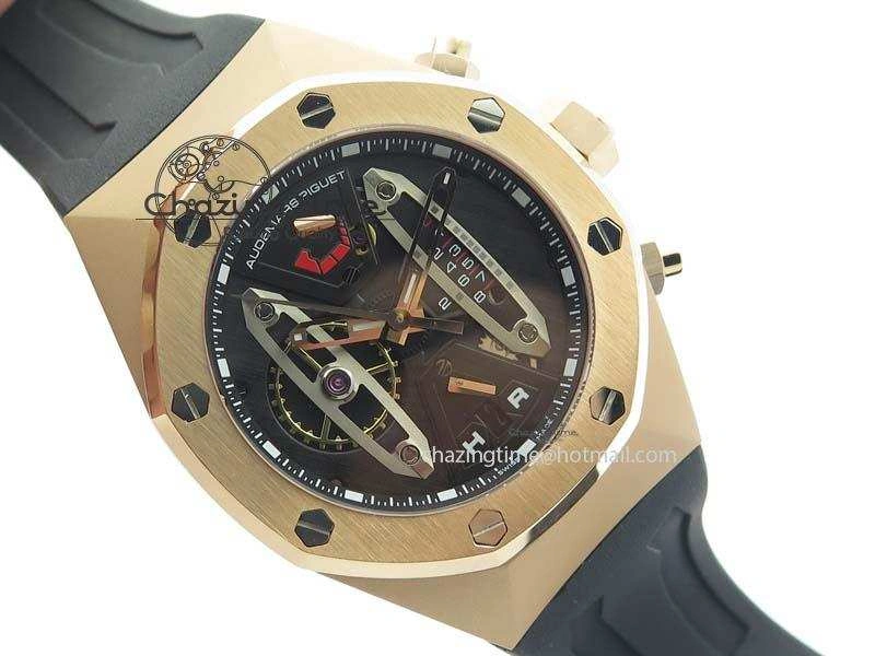 Royal Oak Concept RG Black Silver Dial On Black Rubber Strap Jap Quartz