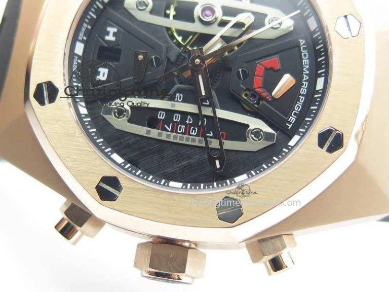 Royal Oak Concept RG Black Silver Dial On Black Rubber Strap Jap Quartz