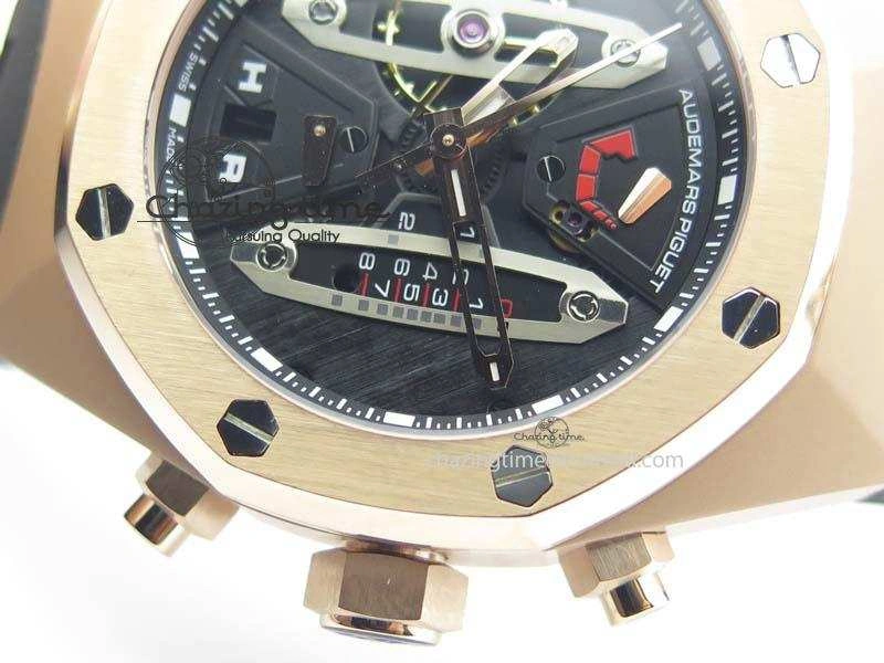 Royal Oak Concept RG Black Silver Dial On Black Rubber Strap Jap Quartz